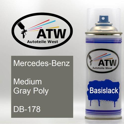 Mercedes-Benz, Medium Gray Poly, DB-178: 400ml Sprühdose, von ATW Autoteile West.